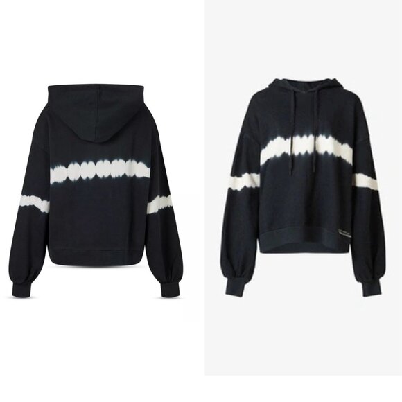 AllSaints - Rihan Tie Dye Hooded Sweatshirt 6229624 | XS | Black & White Stripe - Picture 6 of 14